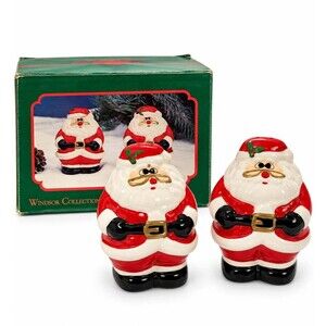 Vintage Windsor Collection Santa Salt Pepper Shakers Ceramic Christmas w Box